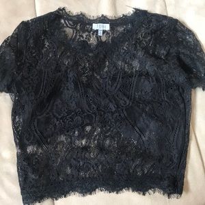 Black lace crop top